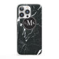 Marble Custom Initials Circle iPhone 13 Pro Clear Bumper Case