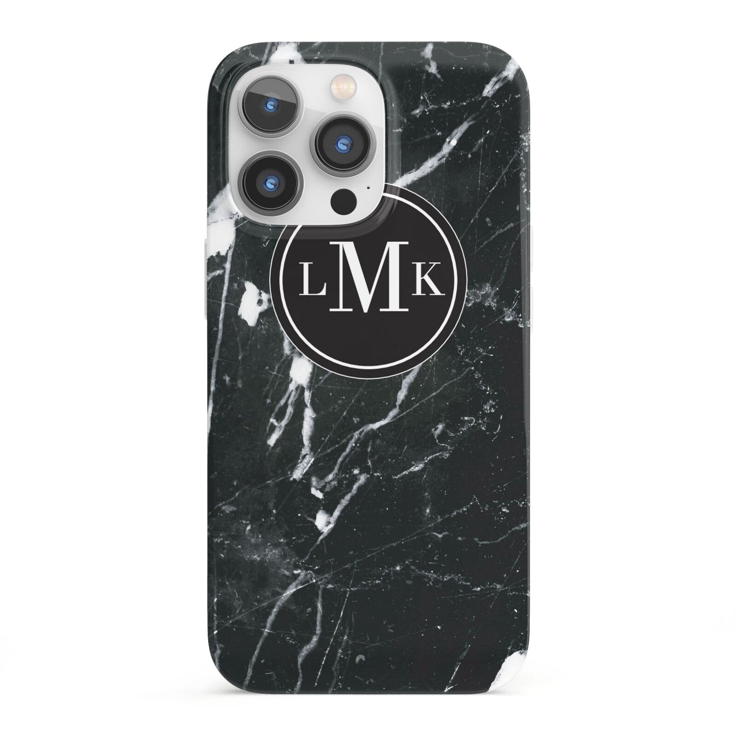 Marble Custom Initials Circle iPhone 13 Pro Full Wrap 3D Snap Case