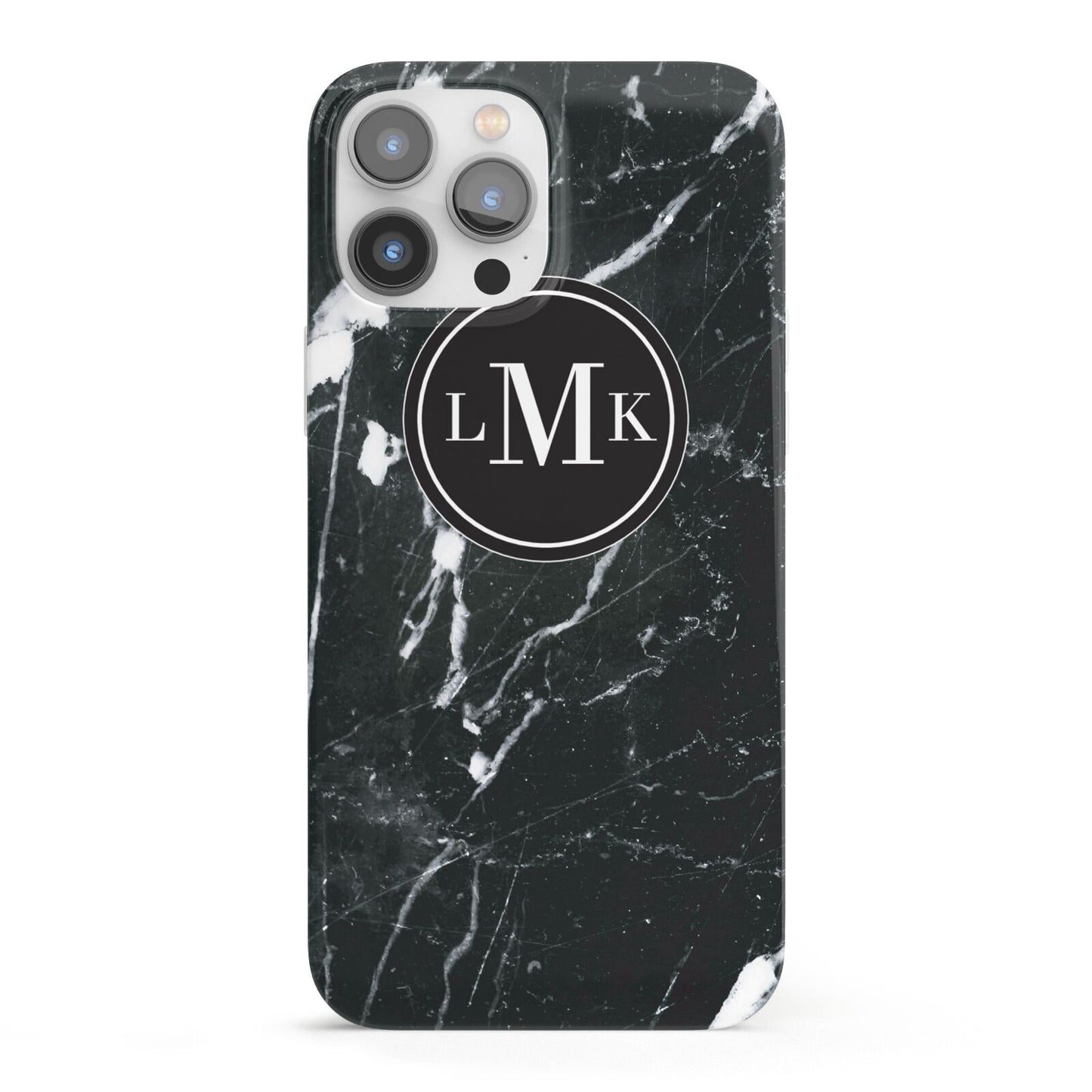 Marble Custom Initials Circle iPhone 13 Pro Max Full Wrap 3D Snap Case