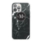 Marble Custom Initials Circle iPhone 13 Pro Max TPU Impact Case with White Edges