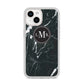 Marble Custom Initials Circle iPhone 14 Glitter Tough Case Starlight