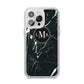 Marble Custom Initials Circle iPhone 14 Pro Max Clear Tough Case Silver