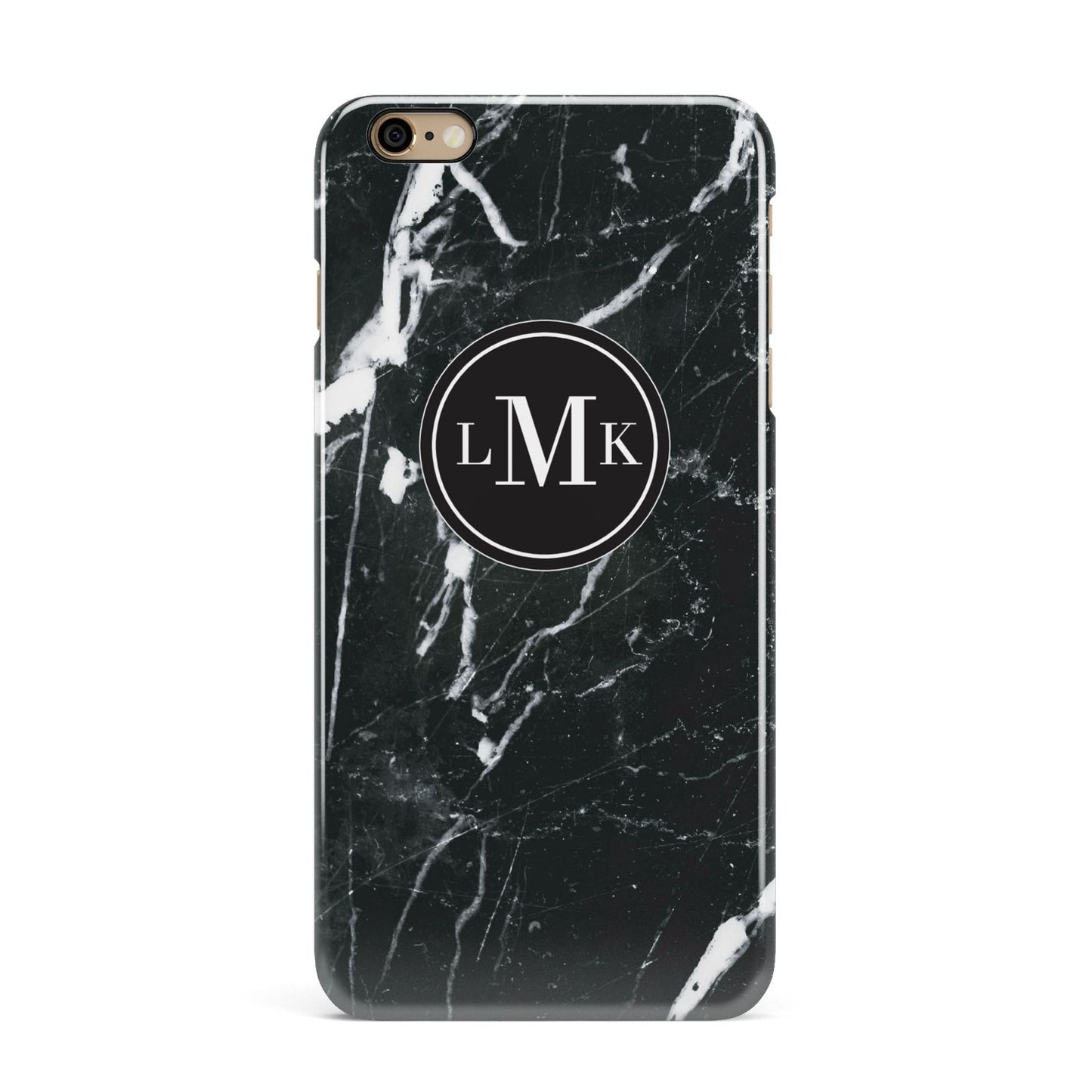 Marble Custom Initials Circle iPhone 6 Plus 3D Snap Case on Gold Phone