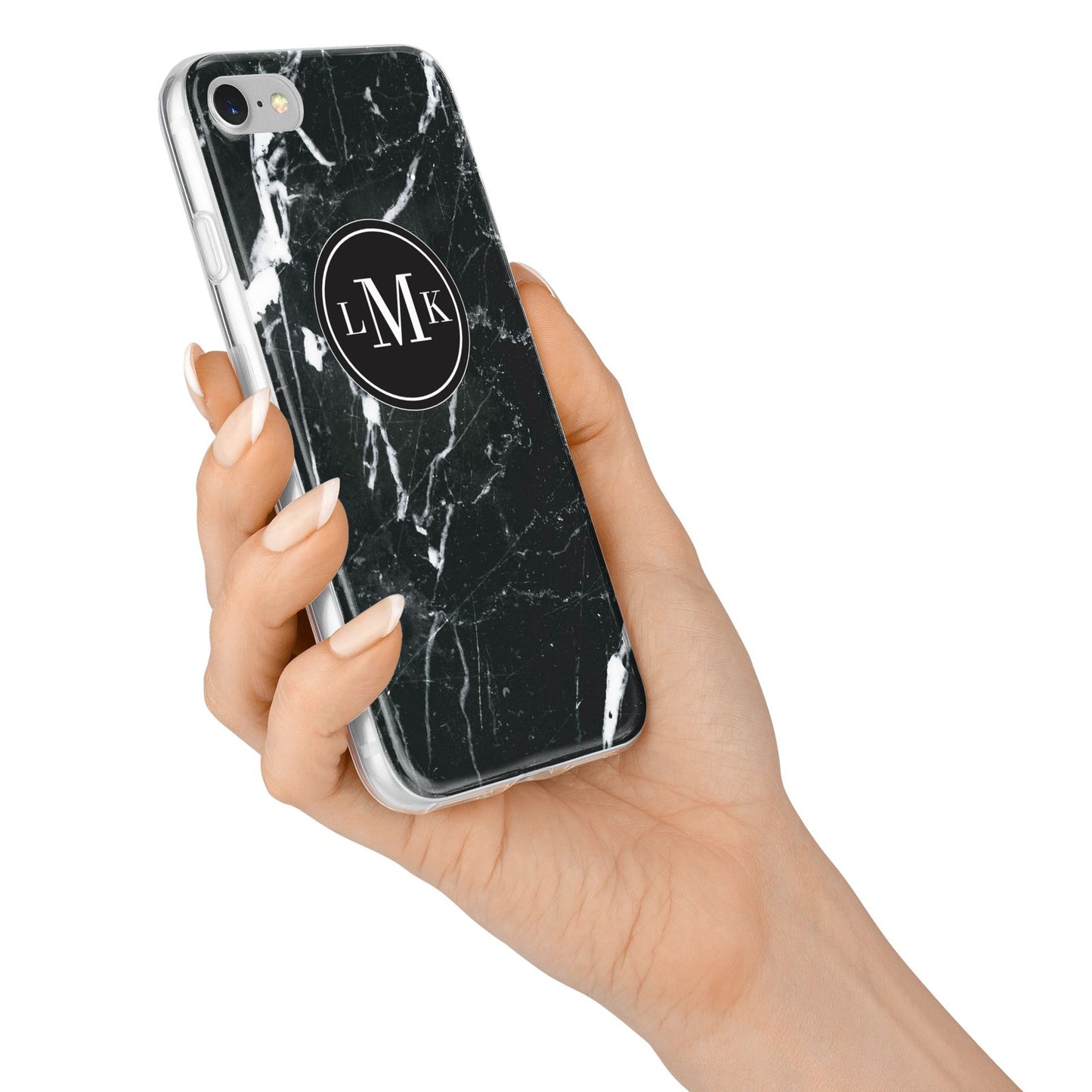 Marble Custom Initials Circle iPhone 7 Bumper Case on Silver iPhone Alternative Image