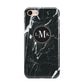 Marble Custom Initials Circle iPhone 8 3D Tough Case on Gold Phone