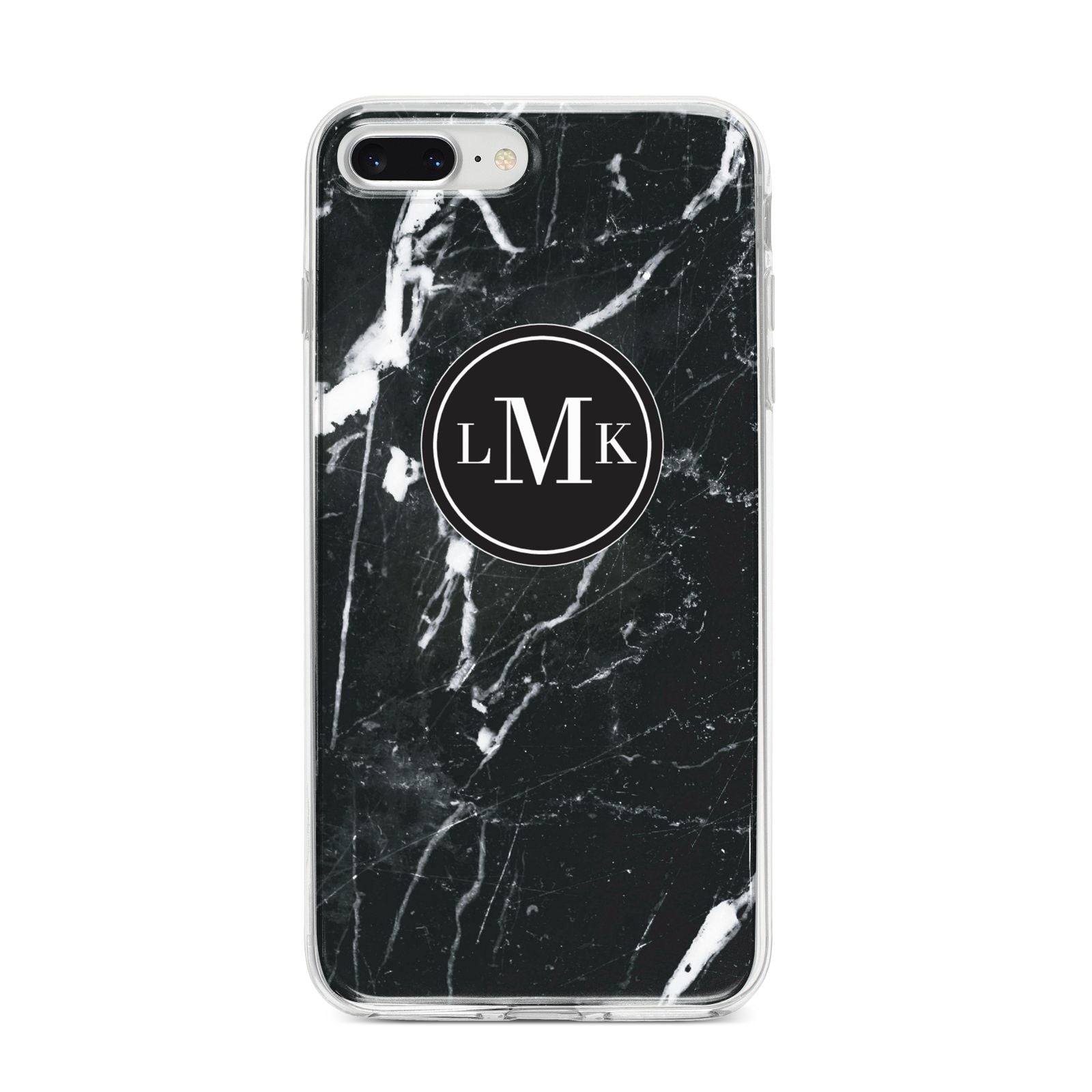 Marble Custom Initials Circle iPhone 8 Plus Bumper Case on Silver iPhone