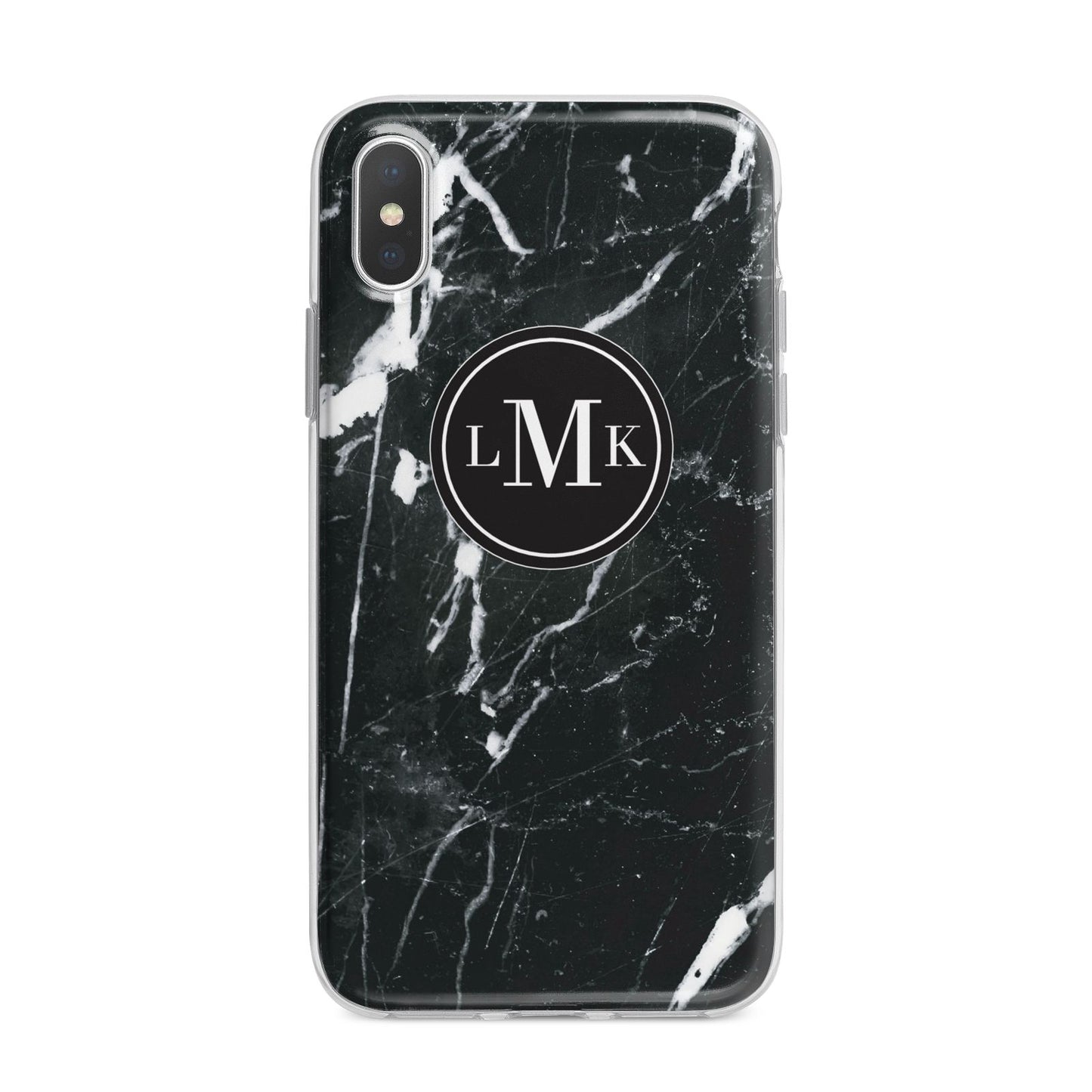 Marble Custom Initials Circle iPhone X Bumper Case on Silver iPhone Alternative Image 1