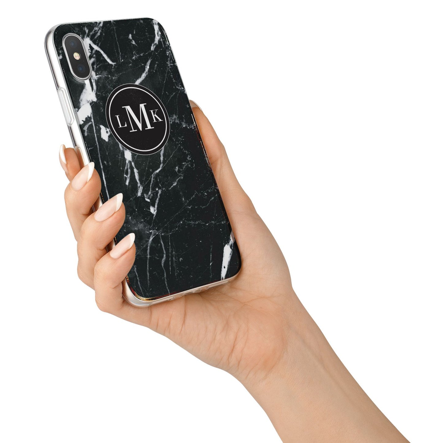 Marble Custom Initials Circle iPhone X Bumper Case on Silver iPhone Alternative Image 2