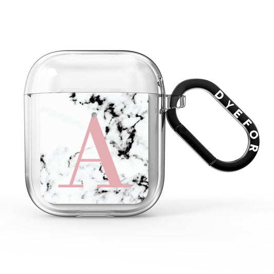 Marble Effect Pink Initial Personalised AirPods Clear Case