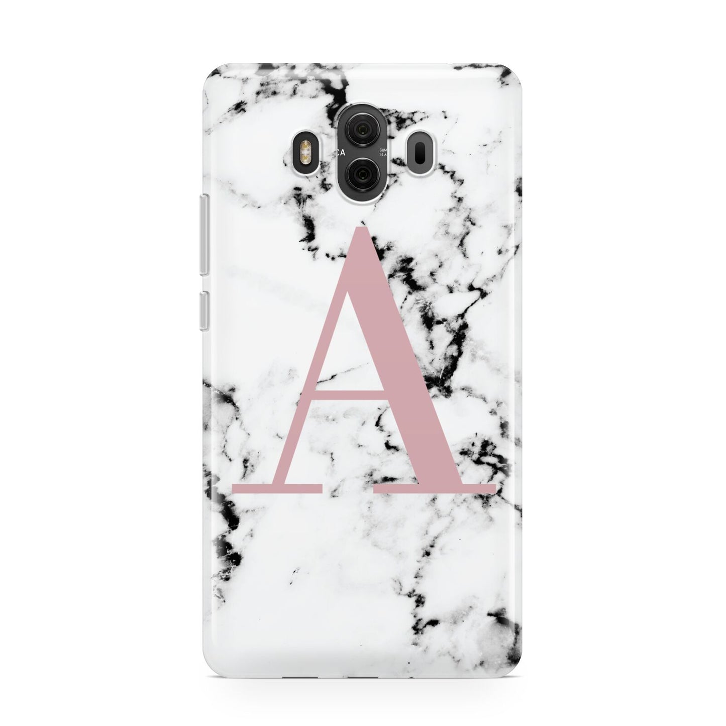 Marble Effect Pink Initial Personalised Huawei Mate 10 Protective Phone Case