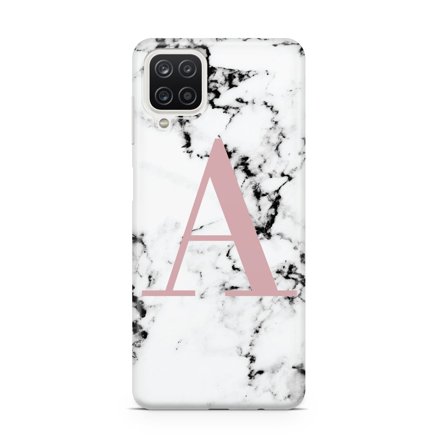 Marble Effect Pink Initial Personalised Samsung A12 Case