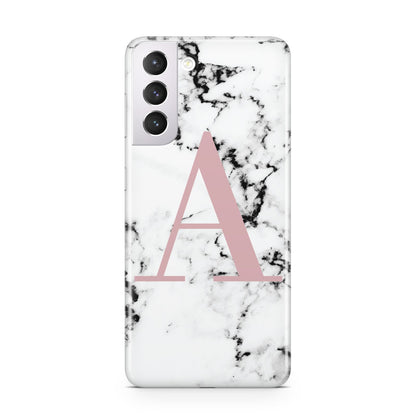 Marble Effect Pink Initial Personalised Samsung S21 Case