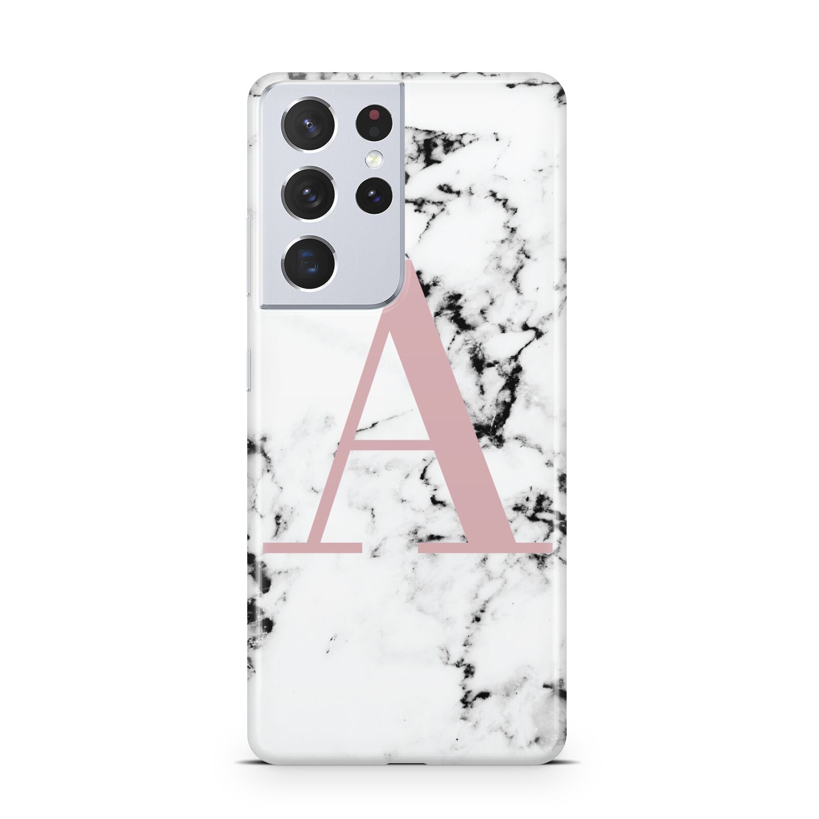 Marble Effect Pink Initial Personalised Samsung S21 Ultra Case