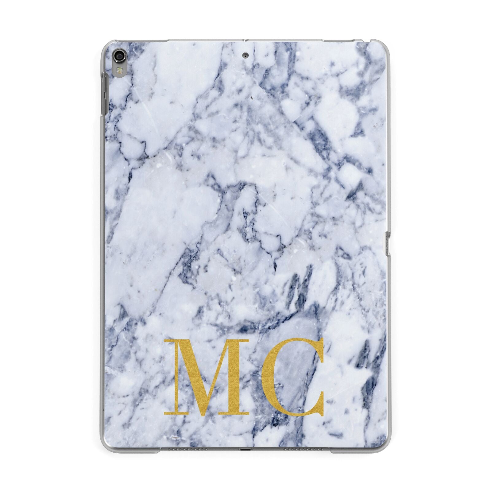 Marble Gold Initial Personalised Apple iPad Grey Case