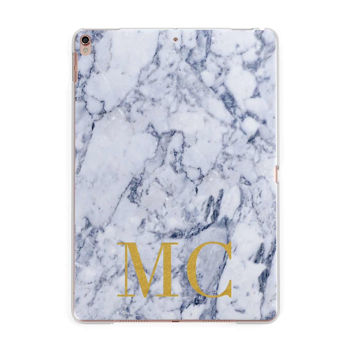 Marble Gold Initial Personalised Apple iPad Rose Gold Case