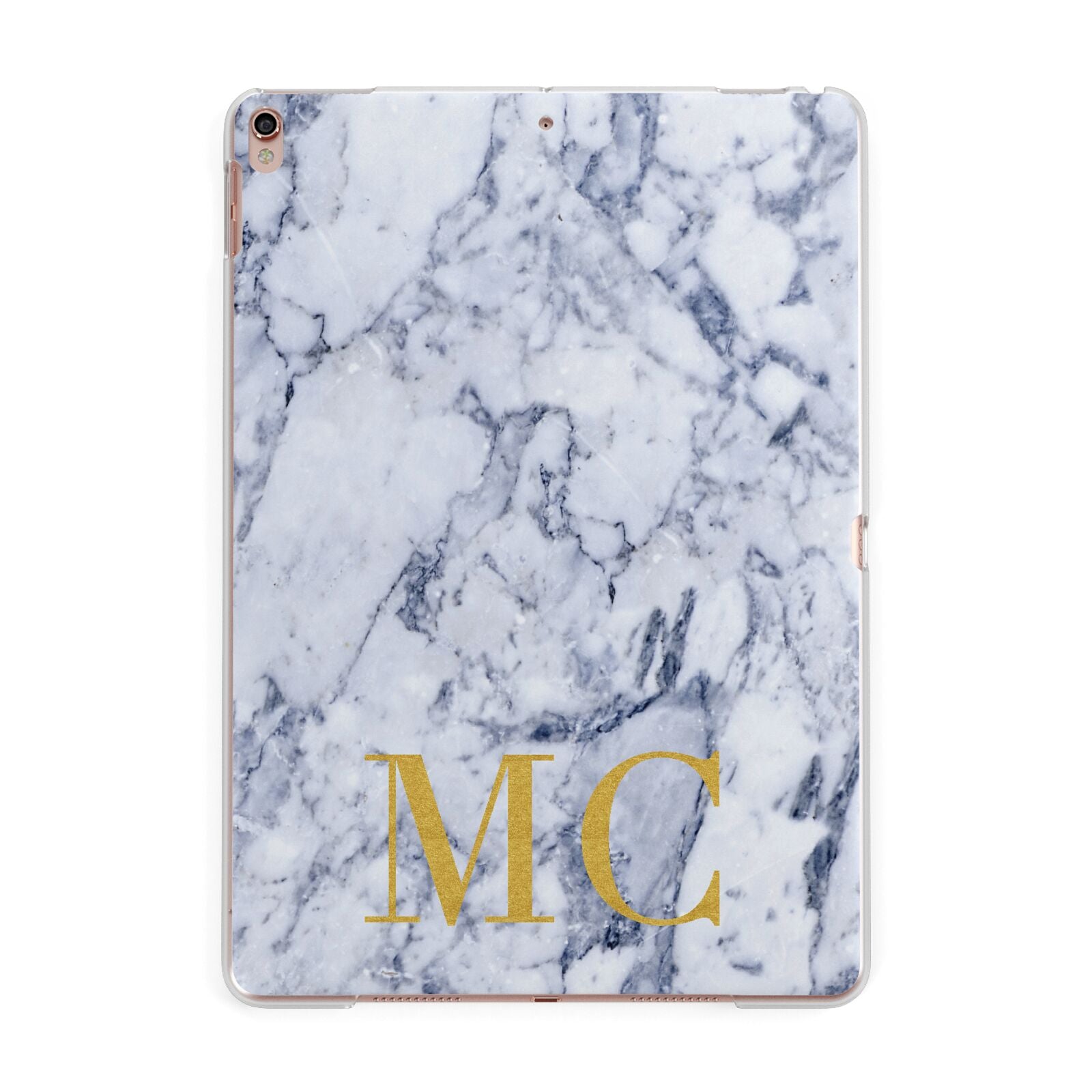 Marble Gold Initial Personalised Apple iPad Rose Gold Case