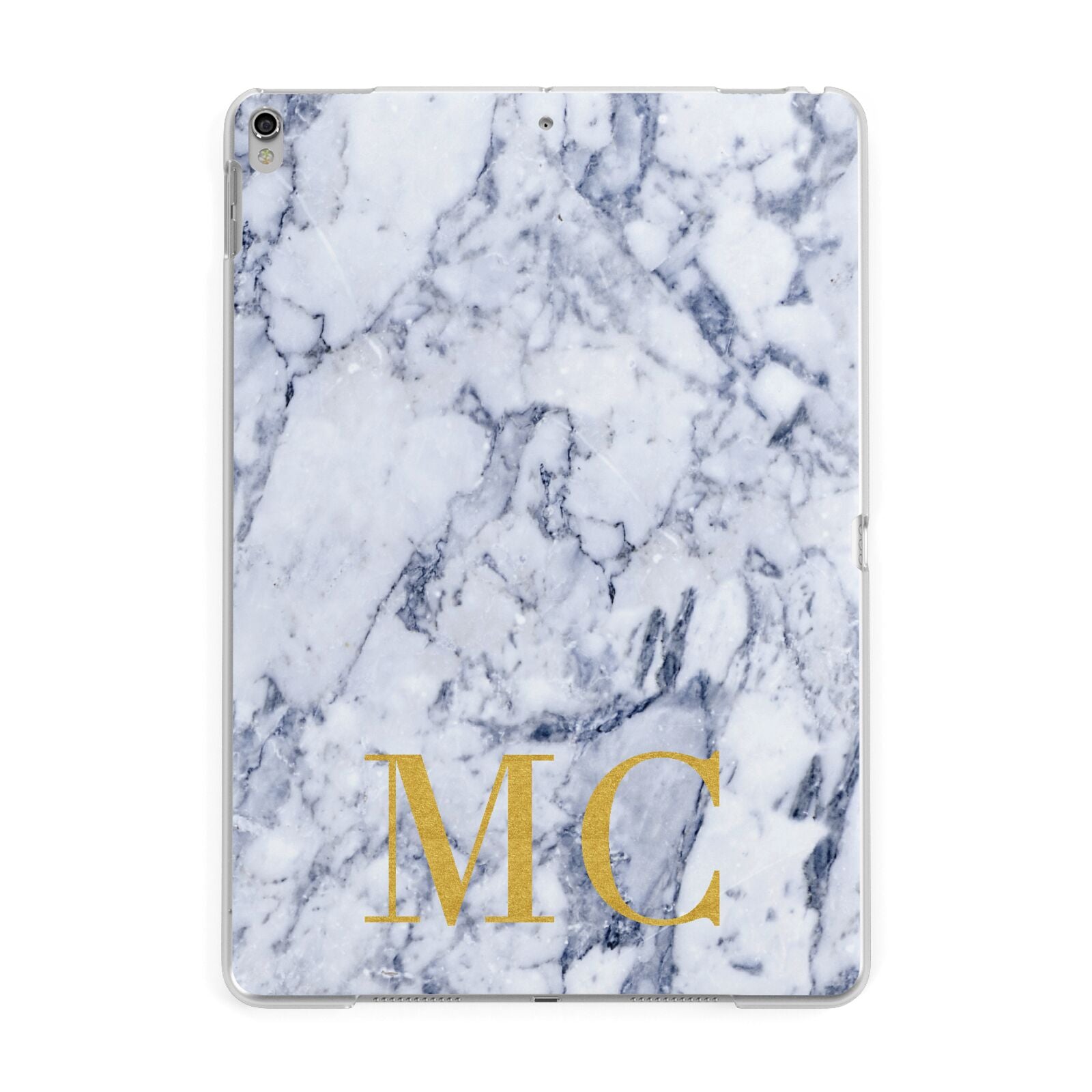 Marble Gold Initial Personalised Apple iPad Silver Case