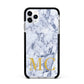 Marble Gold Initial Personalised Apple iPhone 11 Pro Max in Silver with Black Impact Case