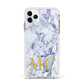 Marble Gold Initial Personalised Apple iPhone 11 Pro Max in Silver with White Impact Case