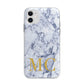 Marble Gold Initial Personalised Apple iPhone 11 in White with Bumper Case