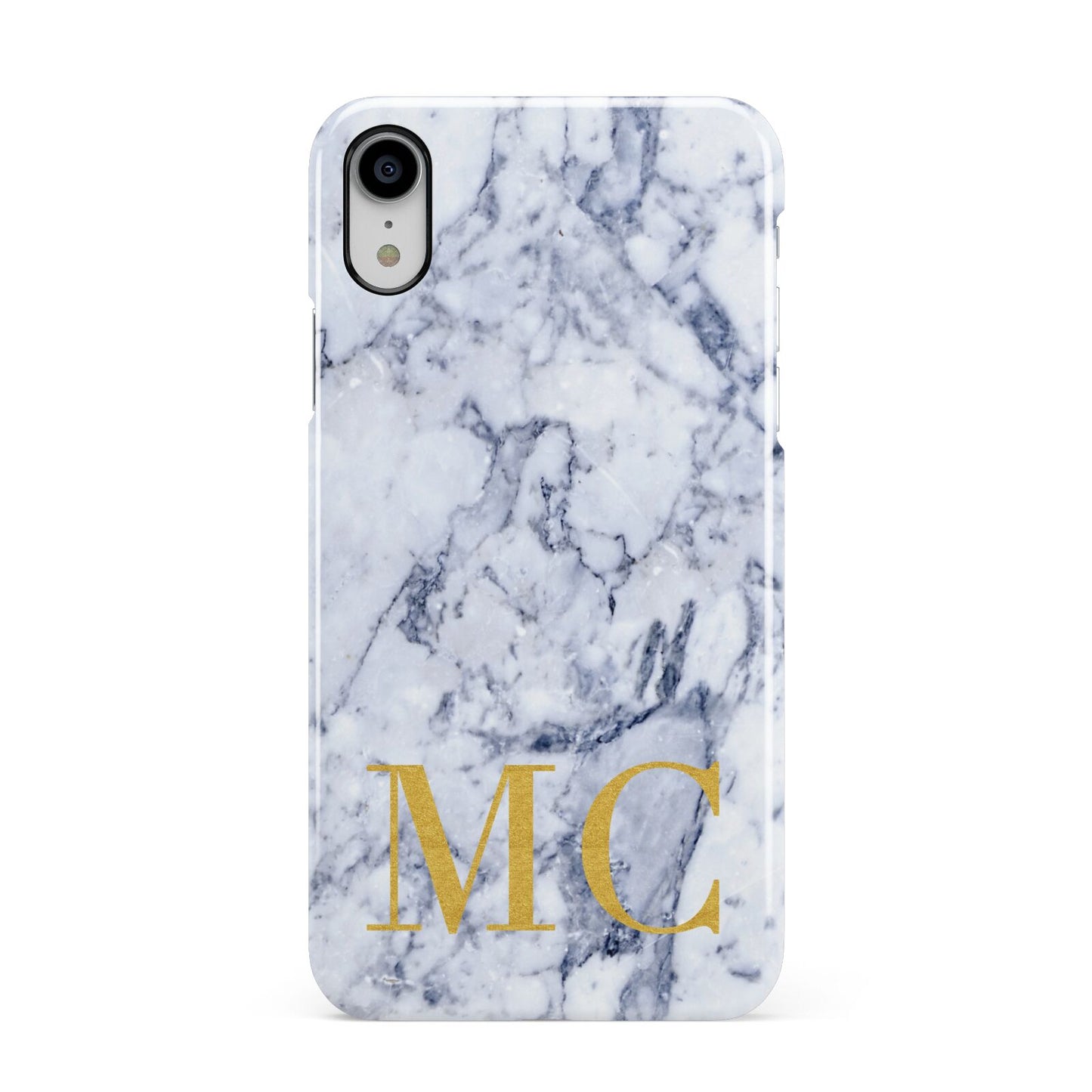 Marble Gold Initial Personalised Apple iPhone XR White 3D Snap Case