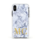 Marble Gold Initial Personalised Apple iPhone Xs Impact Case White Edge on Black Phone