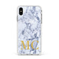 Marble Gold Initial Personalised Apple iPhone Xs Max Impact Case White Edge on Silver Phone