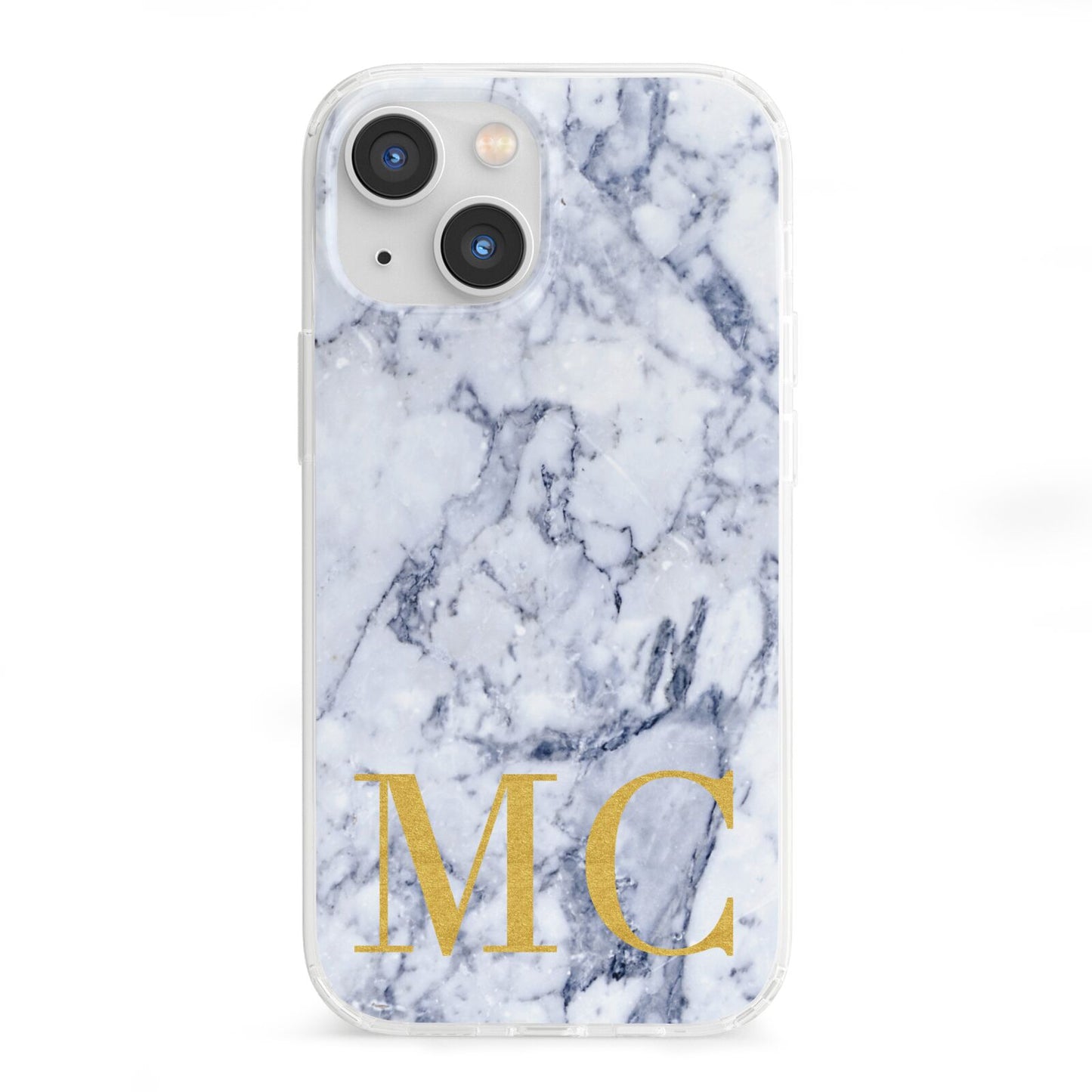 Marble Gold Initial Personalised iPhone 13 Mini Clear Bumper Case