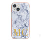 Marble Gold Initial Personalised iPhone 13 Mini TPU Impact Case with Pink Edges