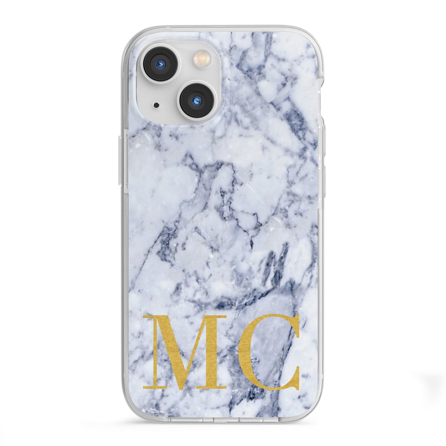 Marble Gold Initial Personalised iPhone 13 Mini TPU Impact Case with White Edges