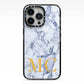 Marble Gold Initial Personalised iPhone 13 Pro Black Impact Case on Silver phone