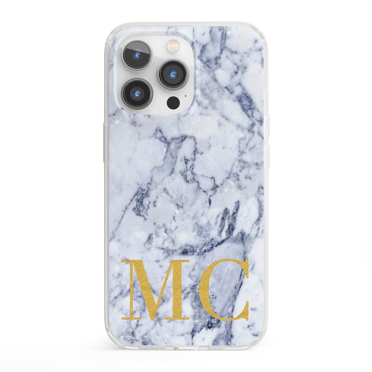 Marble Gold Initial Personalised iPhone 13 Pro Clear Bumper Case