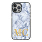 Marble Gold Initial Personalised iPhone 13 Pro Max Black Impact Case on Silver phone