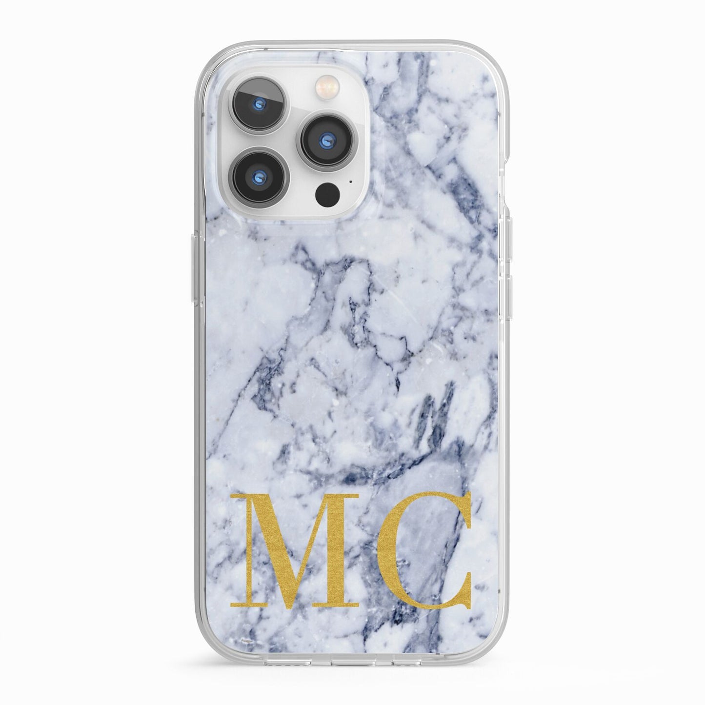 Marble Gold Initial Personalised iPhone 13 Pro TPU Impact Case with White Edges