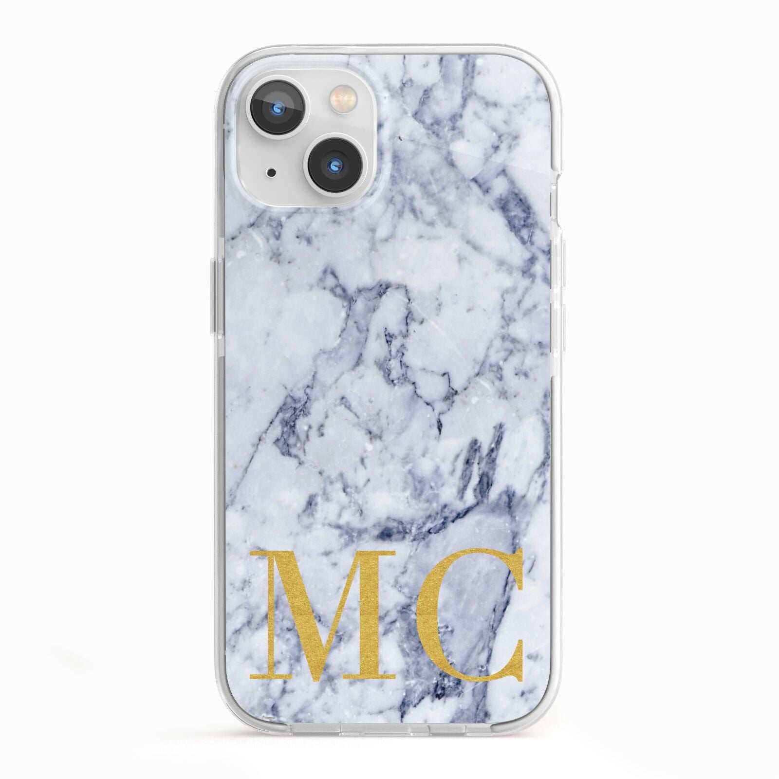 Marble Gold Initial Personalised iPhone 13 TPU Impact Case with White Edges