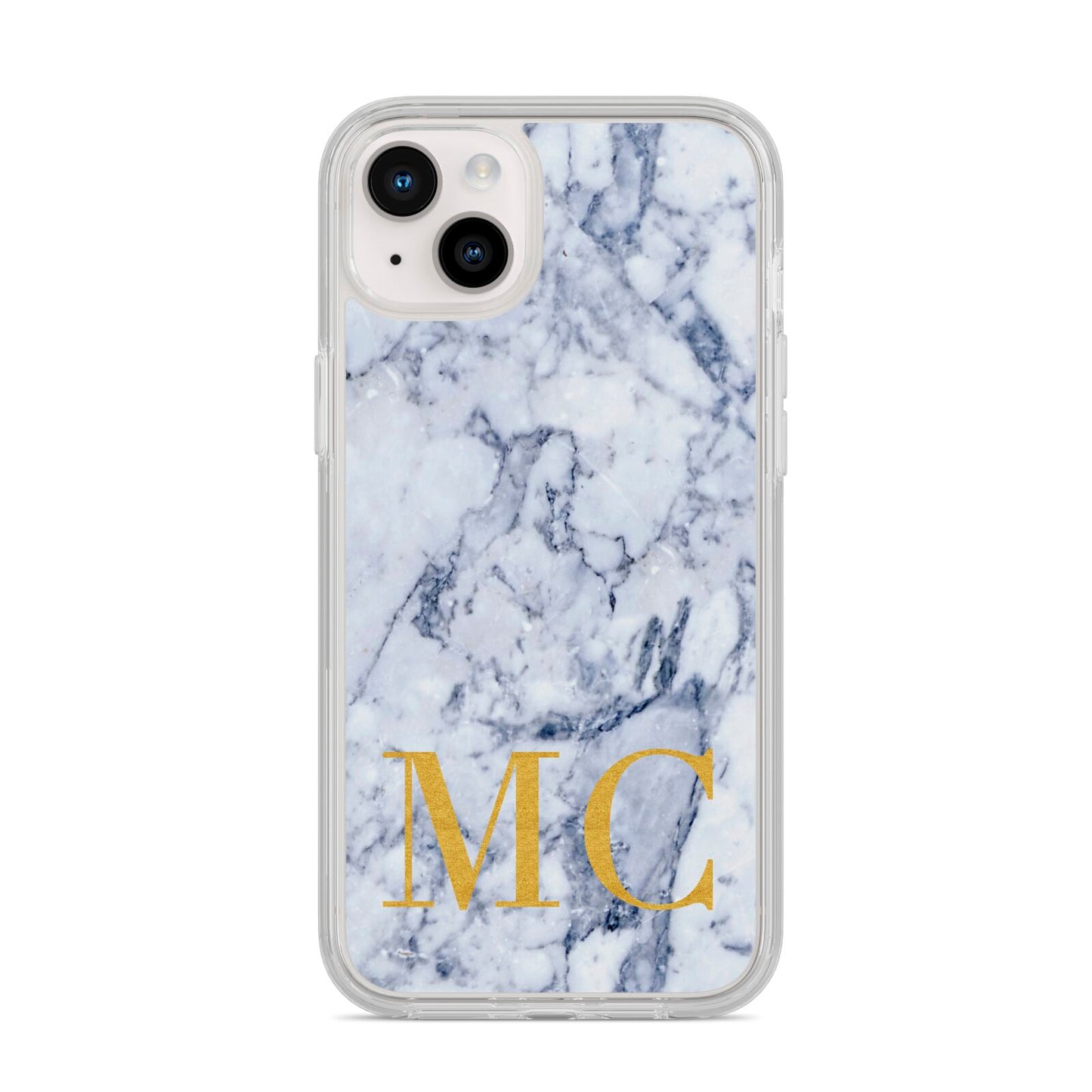 Marble Gold Initial Personalised iPhone 14 Plus Clear Tough Case Starlight