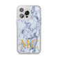 Marble Gold Initial Personalised iPhone 14 Pro Max Glitter Tough Case Silver
