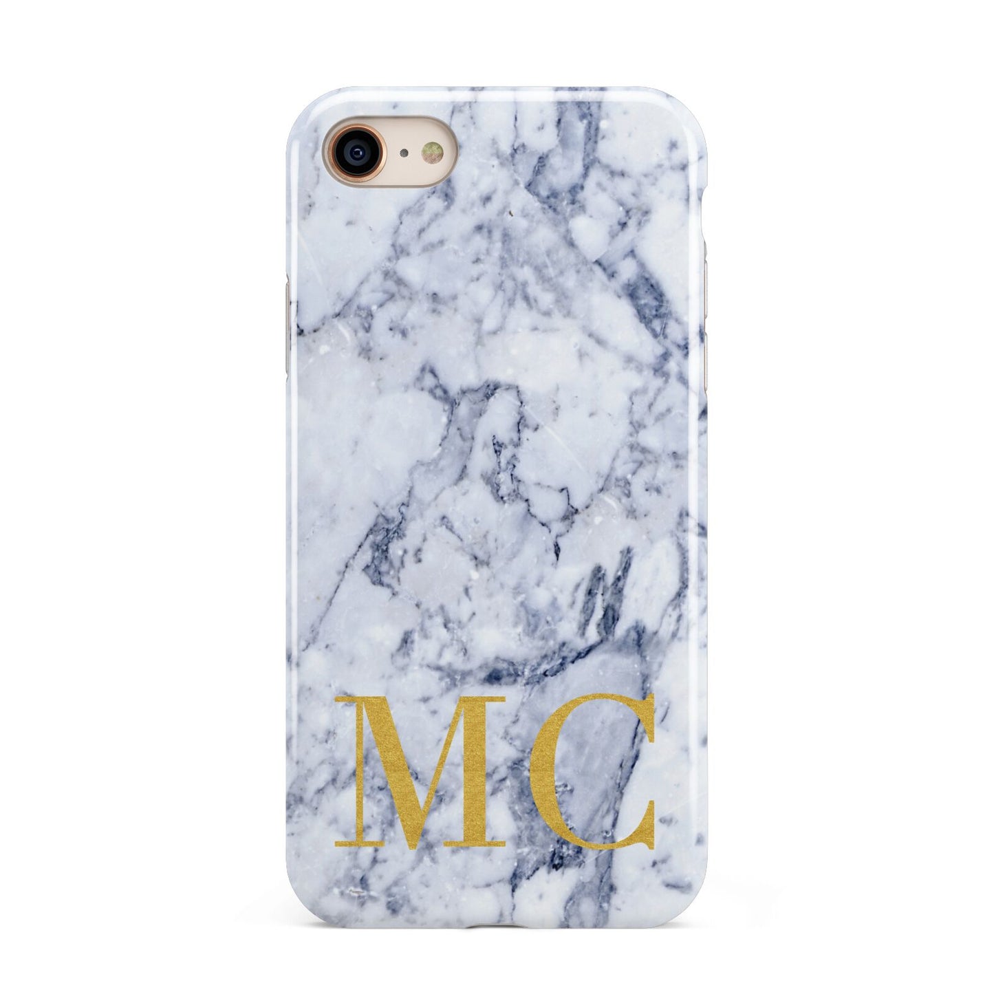 Marble Gold Initial Personalised iPhone 8 3D Tough Case on Gold Phone