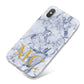 Marble Gold Initial Personalised iPhone X Bumper Case on Silver iPhone