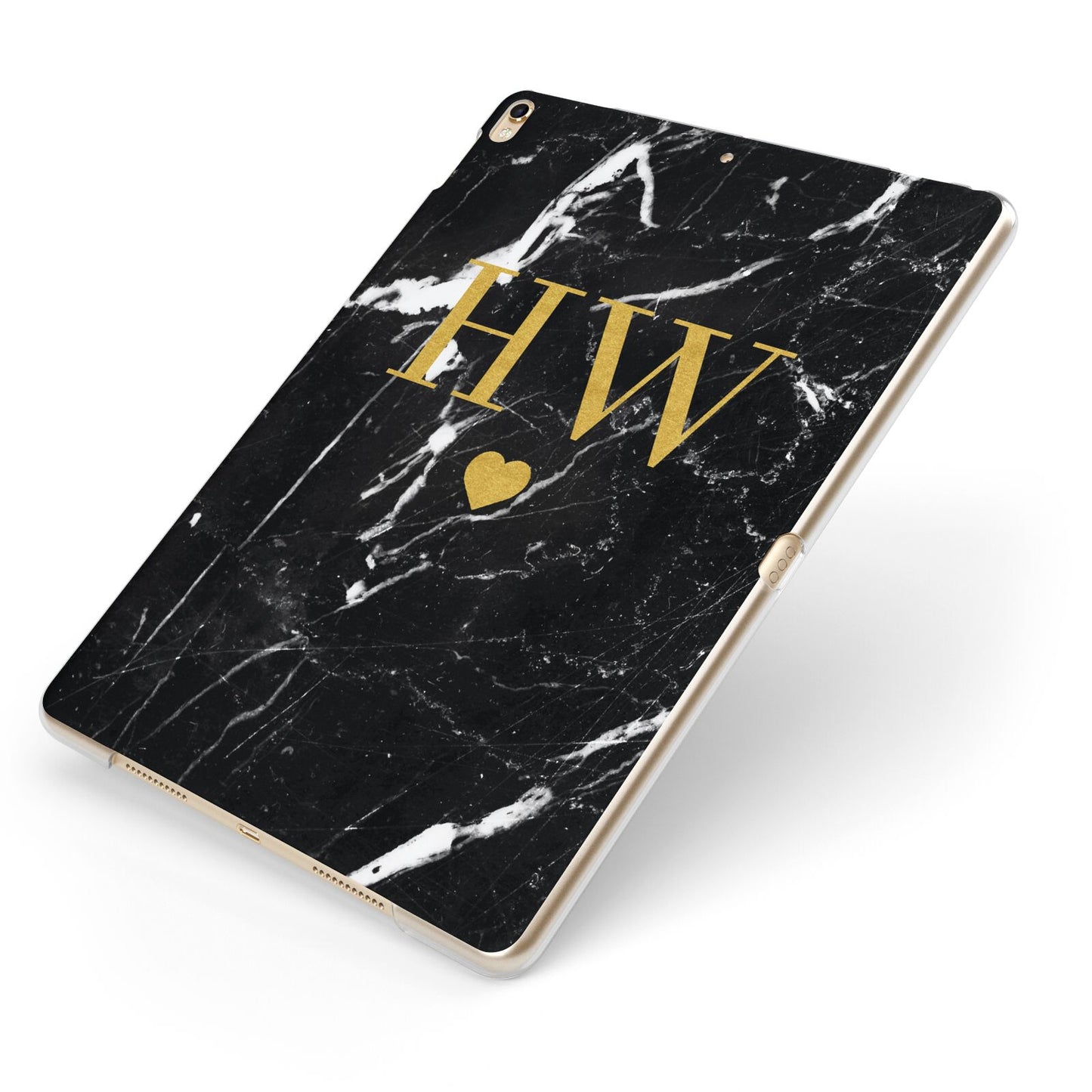 Marble Gold Initials Monogram Personalised Apple iPad Case on Gold iPad Side View