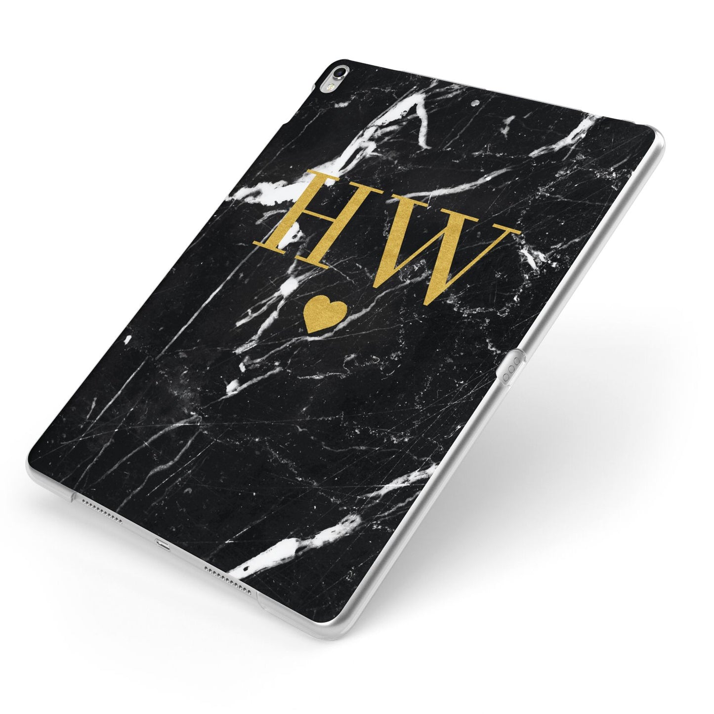 Marble Gold Initials Monogram Personalised Apple iPad Case on Silver iPad Side View