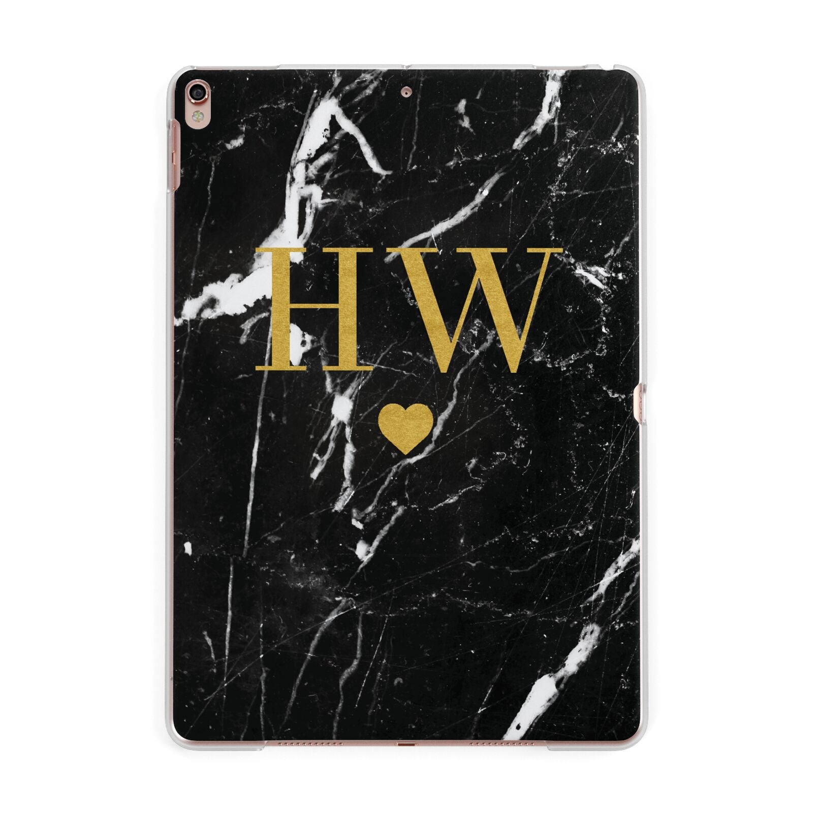 Marble Gold Initials Monogram Personalised Apple iPad Rose Gold Case