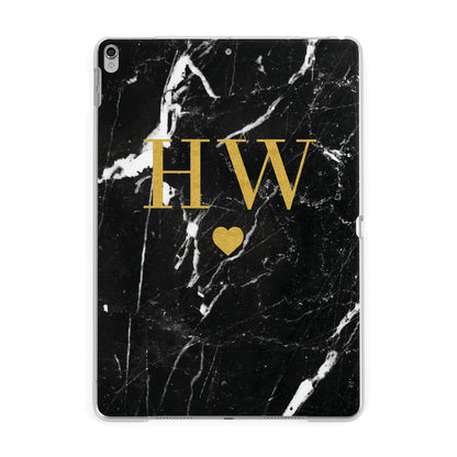 Marble Gold Initials Monogram Personalised Apple iPad Silver Case