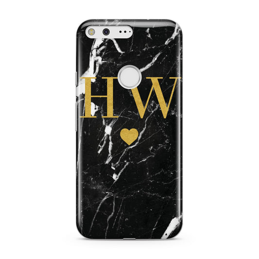 Marble Gold Initials Monogram Personalised Google Pixel Case