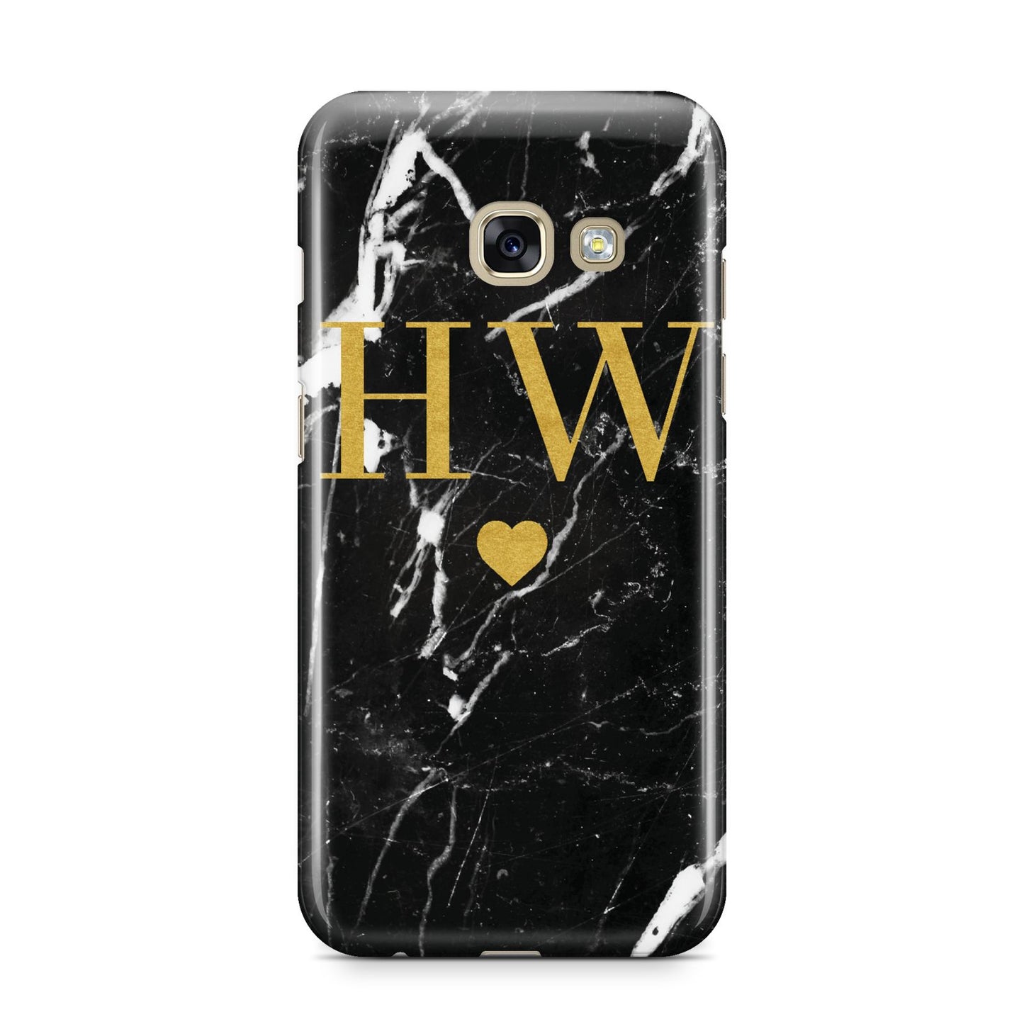 Marble Gold Initials Monogram Personalised Samsung Galaxy A3 2017 Case on gold phone