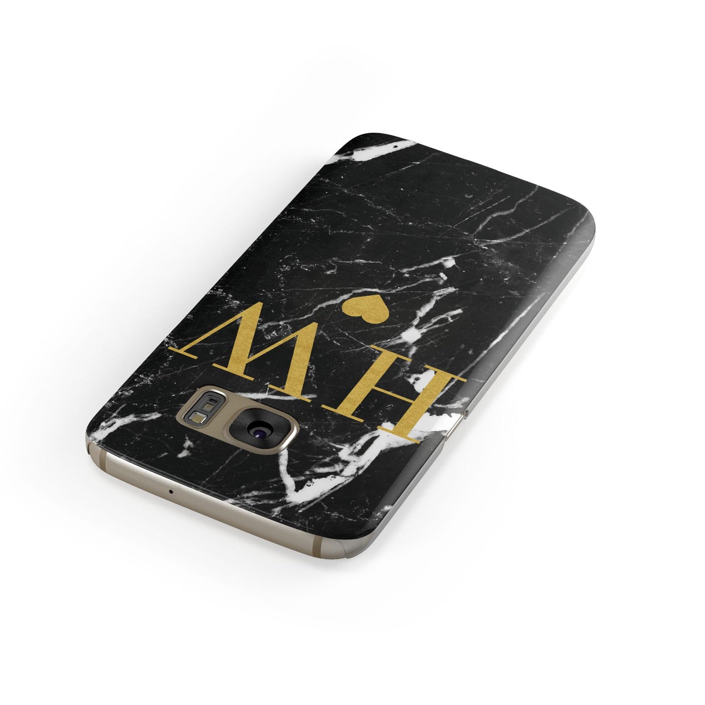 Marble Gold Initials Monogram Personalised Samsung Galaxy Case Front Close Up