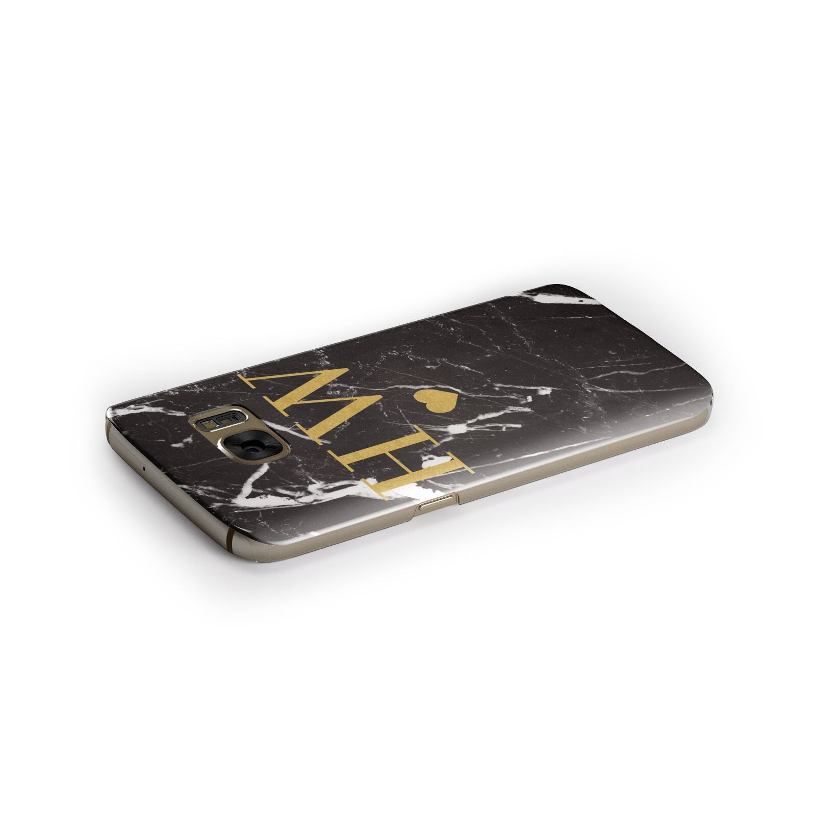 Marble Gold Initials Monogram Personalised Samsung Galaxy Case Side Close Up