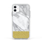 Marble Grey White Gold Apple iPhone 11 in White with White Impact Case