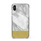 Marble Grey White Gold Apple iPhone Xs Max Impact Case Black Edge on Black Phone