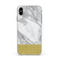 Marble Grey White Gold Apple iPhone Xs Max Impact Case White Edge on Black Phone